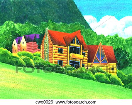 log house View Large Illustration Stock Illustration - log house. Fotosearch