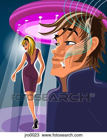 man and woman in nightclub View Large Illustration Drawing - man and woman in nightclub. Fotosearch