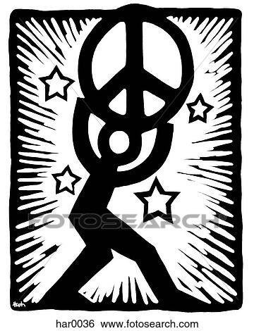 man carrying peace sign on shoulders View Large Illustration Stock Illustration - man carrying peace sign on shoulders. Fotosearch