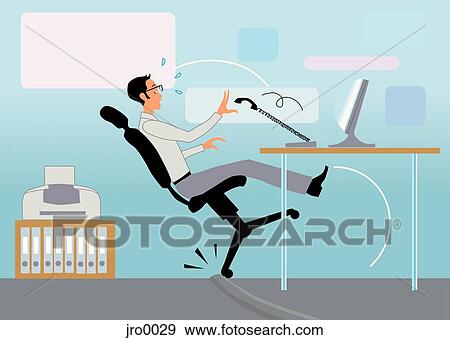 Stock Illustration - man falling off his office chair. Fotosearch