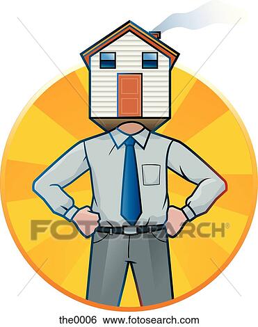 Stock Illustration - man with a house for a head. Fotosearch