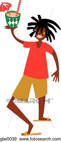man with dreadlocks holding a drink View Large Illustration Stock Illustration - man with dreadlocks holding a drink. Fotosearch