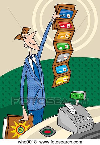 man with many credit cards View Large Illustration Stock Illustration - man with many credit cards. Fotosearch