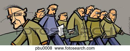 Stock Illustration - men walking down the street. Fotosearch