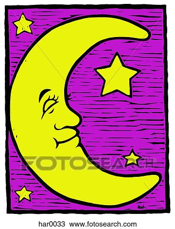 moon and stars View Large Illustration Drawing - moon and stars. Fotosearch