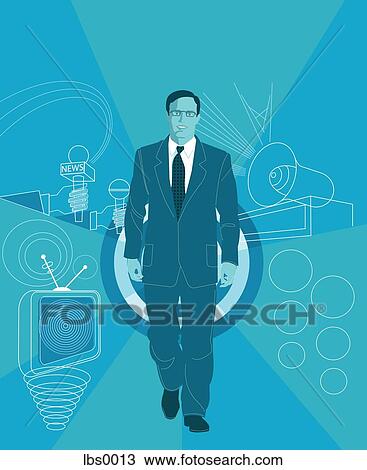 Drawing - news anchor. Fotosearch