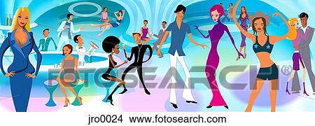 night club scene View Large Illustration Stock Illustration - night club scene. Fotosearch