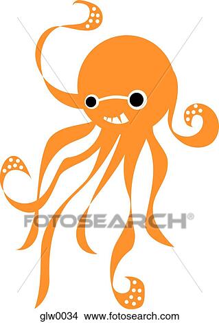Stock Illustration - orange octopus. Fotosearch