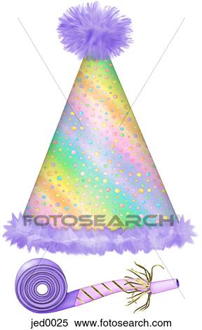 party hat and blower View Large Illustration Stock Illustration - party hat and blower. Fotosearch