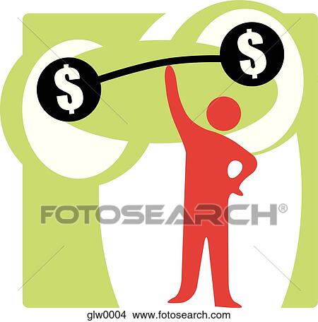 person lifting a barbell with dollar signs on it View Large Illustration Stock Illustration - person lifting a barbell with dollar signs on it. Fotosearch