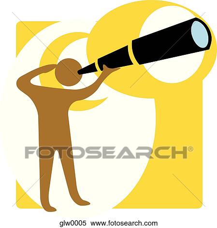 Stock Illustration - person looking through a telescope. Fotosearch