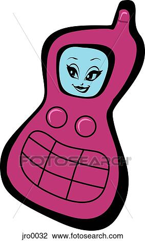 Drawing - pink cell phone. Fotosearch