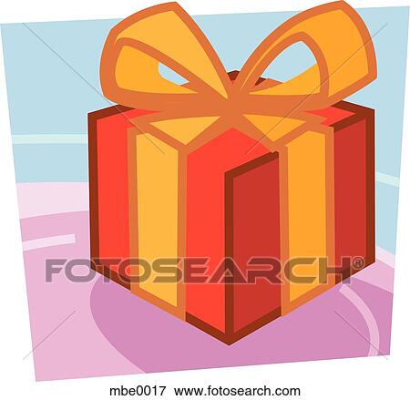 Stock Illustration - present with a big bow. Fotosearch