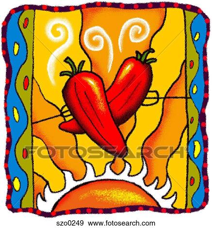Stock Illustration - roasted red peppers. Fotosearch