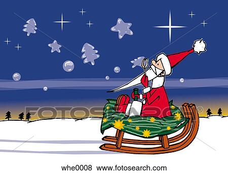 santa on a sleigh View Large Illustration Stock Illustration - santa on a sleigh. Fotosearch
