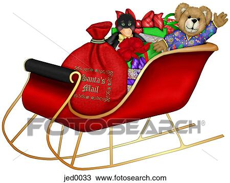 santa's sleigh full of gifts View Large Illustration Drawing - santa's sleigh full of gifts. Fotosearch