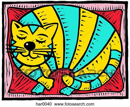 sleeping cat View Large Illustration Clipart - sleeping cat. Fotosearch