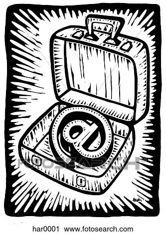 suitcase with @ sign in it View Large Illustration Clip Art - suitcase with @ sign in it. Fotosearch