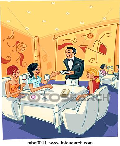 three friends out for a fancy dinner View Large Illustration Clip Art - three friends out for a fancy dinner. Fotosearch