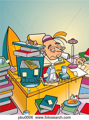Tired college student Stock Illustration | pbu0006 | Fotosearch