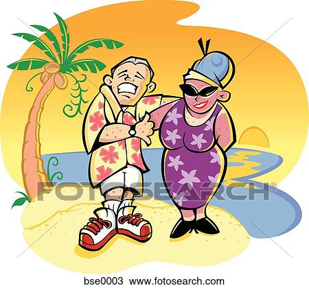 Drawing - tourists. Fotosearch