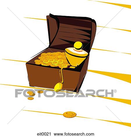 treasure chest full of gold View Large Illustration Clip Art - treasure chest full of gold. Fotosearch