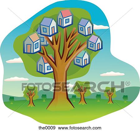Stock Illustration - tree of houses. Fotosearch