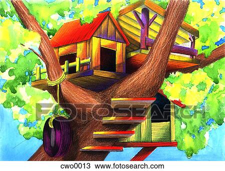 treehouse View Large Illustration Drawing - treehouse. Fotosearch
