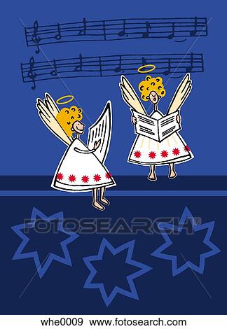 two angels singing a song View Large Illustration Stock Illustration - two angels singing a song. Fotosearch