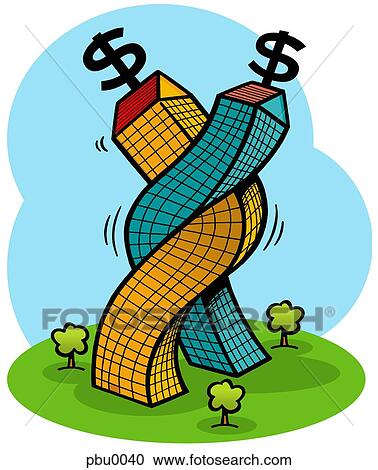 two buildings entwined View Large Illustration Clipart - two buildings entwined. Fotosearch