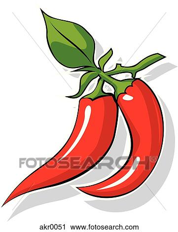 Clip Art - two hot peppers. Fotosearch
