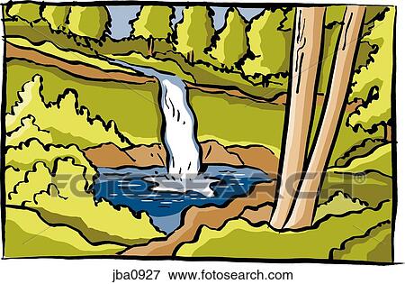 waterfall View Large Illustration Stock Illustration - waterfall. Fotosearch