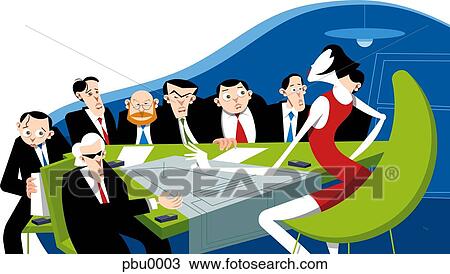 Drawing - woman conducting business meetings. Fotosearch