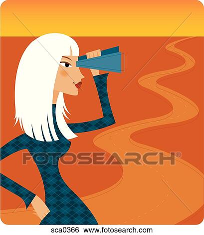 woman looking down a long road View Large Illustration Stock Illustration - woman looking down a long road. Fotosearch
