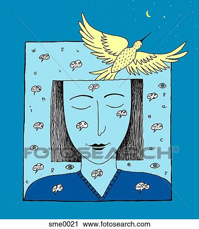 woman's imagination taking flight View Large Illustration Clip Art - woman's imagination taking flight. Fotosearch