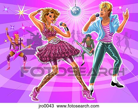 80s dancing View Large Illustration Drawing - 80s dancing. Fotosearch