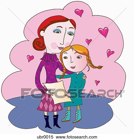 Stock Illustration - adult and child reading. Fotosearch