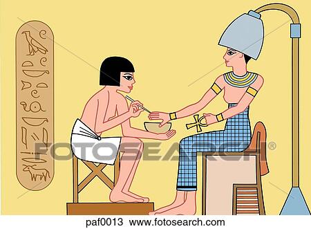 Drawing - ancient egyptian spa. Fotosearch