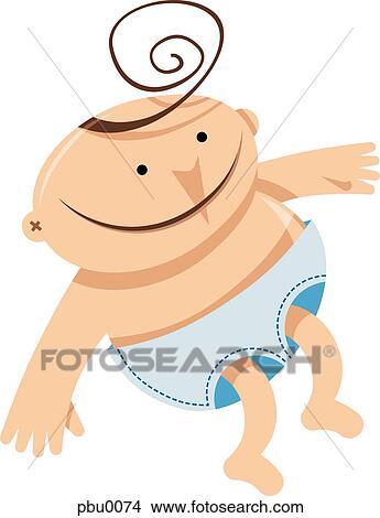 Stock Illustration - baby in diapers. Fotosearch