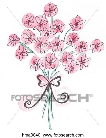 bouquet of pink flowers View Large Illustration Clipart - bouquet of pink flowers. Fotosearch