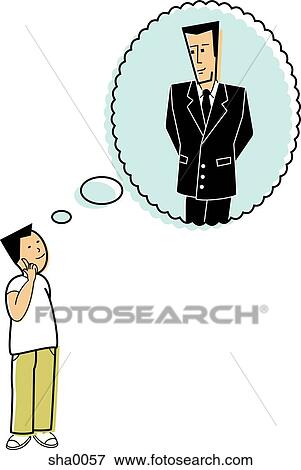 Stock Illustration - boy thinking about his future. Fotosearch