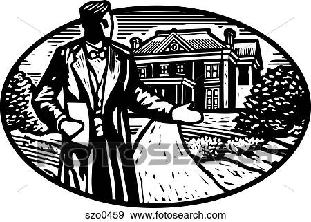 Stock Illustration - butler b/w. Fotosearch
