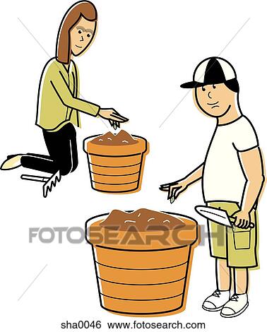 children planting seeds View Large Illustration Stock Illustration - children planting seeds. Fotosearch