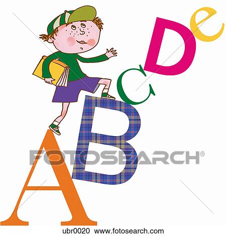 Clipart - climbing up alphabet stairs. Fotosearch