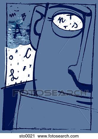 Clip Art - close-up of man's face. Fotosearch