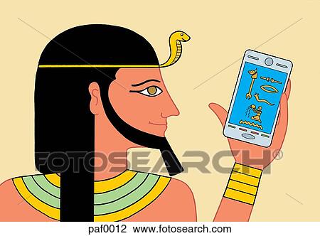 egyptian using a pda View Large Illustration Drawing - egyptian using a pda. Fotosearch