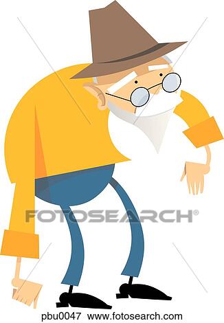 Stock Illustration - elderly man wearing glasses and a hat. Fotosearch