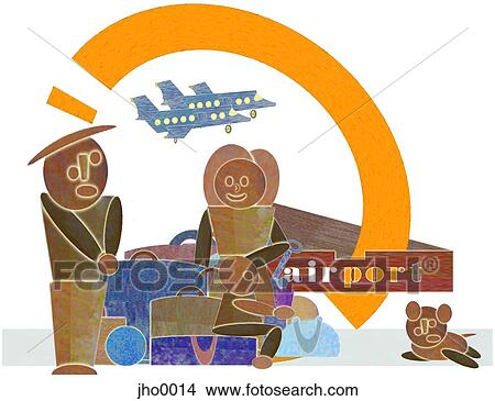Stock Illustration - family at the airport. Fotosearch