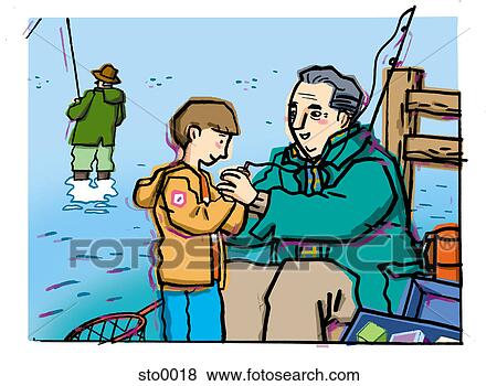 fishing with grandpa View Large Illustration Stock Illustration - fishing with grandpa. Fotosearch