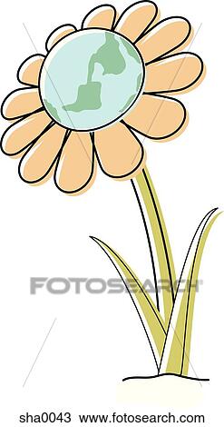 Drawing - flower with a globe in the center. Fotosearch
